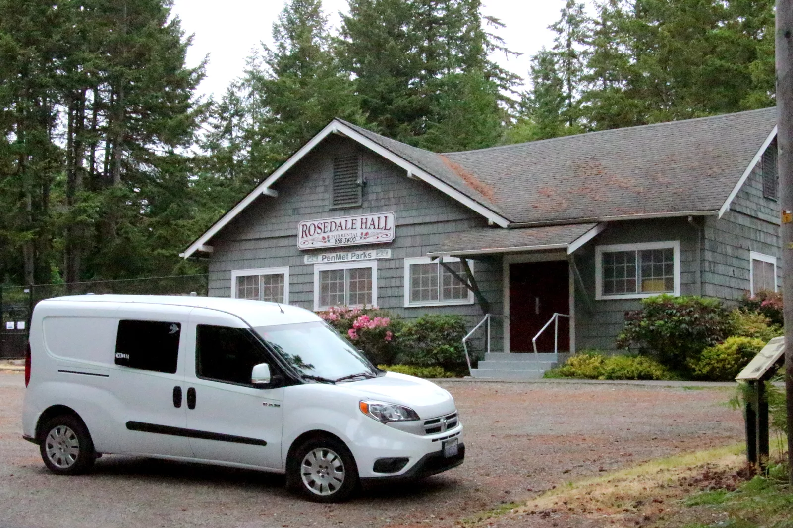 Rosedale hall community building penmet parks with car infront Rosedale, WA